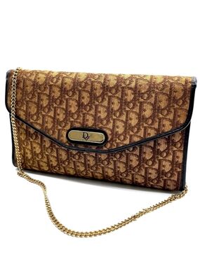 Dior Brown Monogram Chain Shoulder Clutch